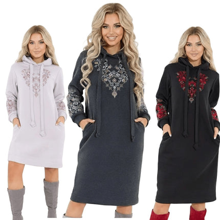 Hoodie Dress with Ukrainian Embroidery