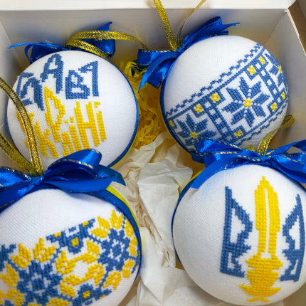 Set of Christmas ornaments in Ukrainian style. Handmade