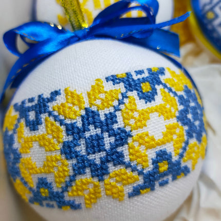 Set of Christmas ornaments in Ukrainian style. Handmade
