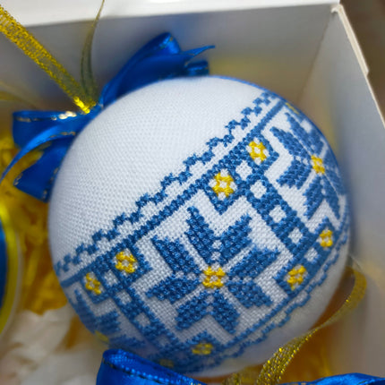Set of Christmas ornaments in Ukrainian style. Handmade