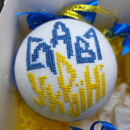 Set of Christmas ornaments in Ukrainian style. Handmade