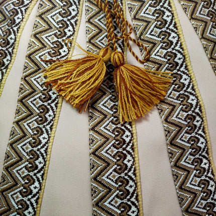 Ukrainian linen vyshyvanka dress with a belt