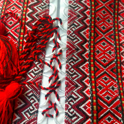 Ukrainian men's embroidered shirt of white color with woven embroidery
