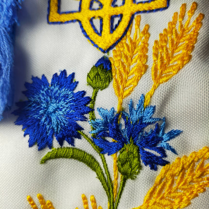 Embroidered Boy's Shirt with Cornflowers and Coat of Arms