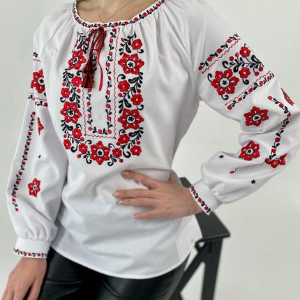 Ukrainian women's blouse with machine and hand embroidery - Panyanka