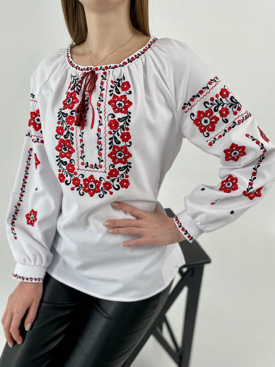 Ukrainian women's blouse with machine and hand embroidery - Panyanka