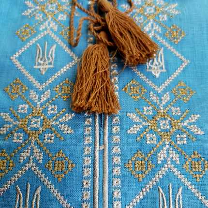 Vyshyvanka men's shirt with Ukrainian symbols