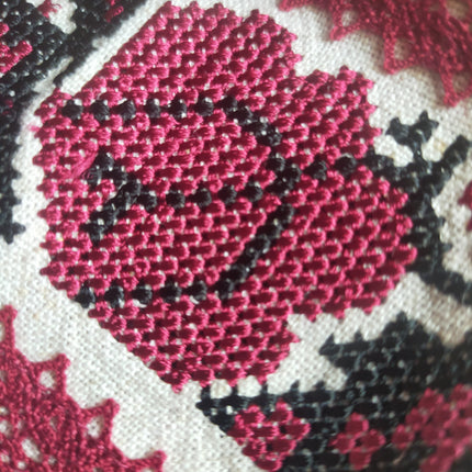 Linen dress in Ukrainian style with embroidery and lace