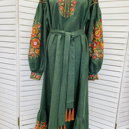 Dress Ukrainian with Petrykivka-style embroidery