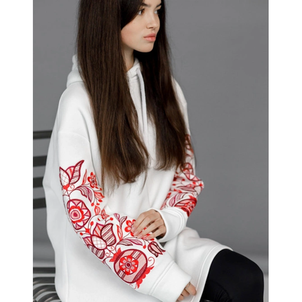 Long Hoodie with Tree of Life Embroidery