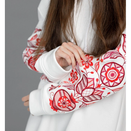 Long Hoodie with Tree of Life Embroidery