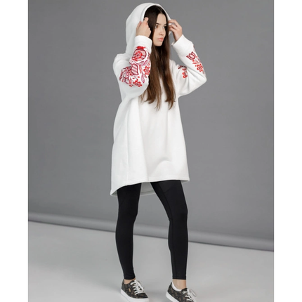 Long Hoodie with Tree of Life Embroidery