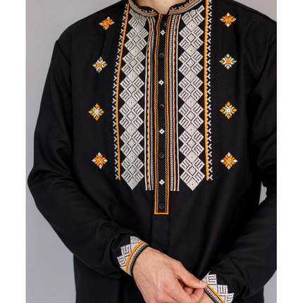 Men’s Ukrainian Embroidered Vyshyvanka Shirt with Buttons