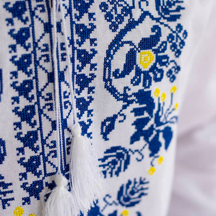 Men's Vyshyvanka with Blue Embroidery Pattern