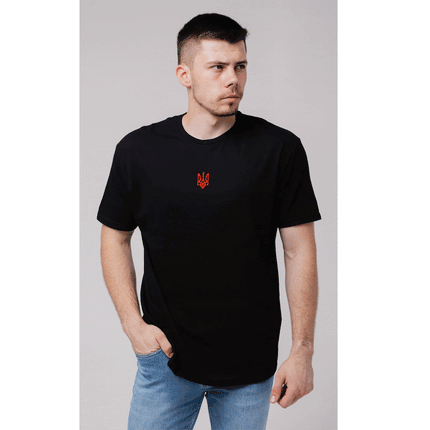 Men's T-shirts with an embroidered coat of arms of Ukraine