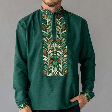 Men's embroidered shirt with oak embroidery