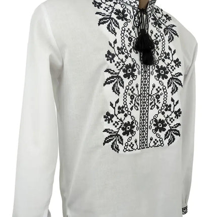 Men's embroidered shirt with a black pattern