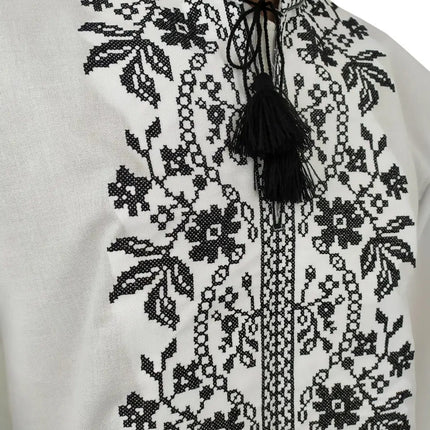 Men's embroidered shirt with a black pattern
