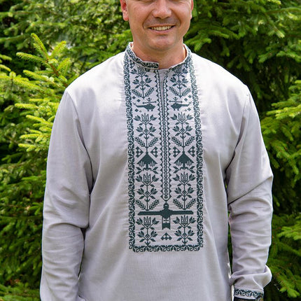 Men's embroidered shirt with a contemporary ornament