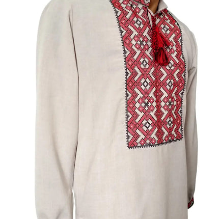 Men's embroidered shirt with a geometric ornament in the Ukrainian style