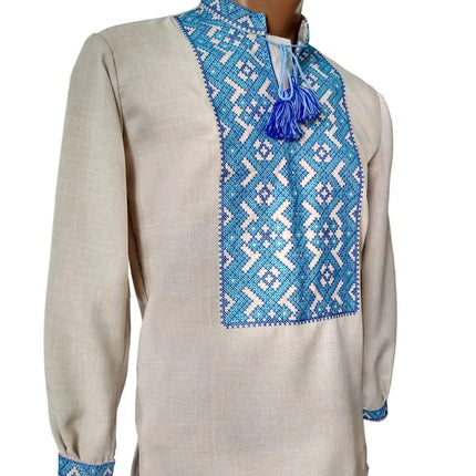 Men's embroidered shirt with a geometric ornament in the Ukrainian style