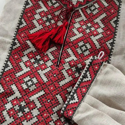 Men's embroidered shirt with a geometric ornament in the Ukrainian style