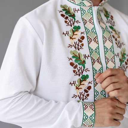 Men's embroidered shirt with oak embroidery