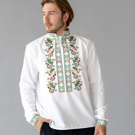 Men's embroidered shirt with oak embroidery