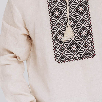 Men's linen vyshyvanka with black embroidery