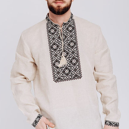 Men's linen vyshyvanka with black embroidery