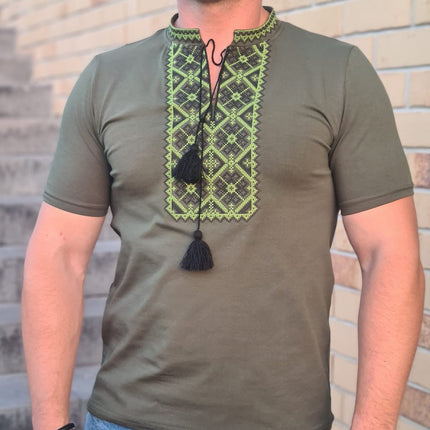 Mens t-shirt with Ukrainian embroidery ornament