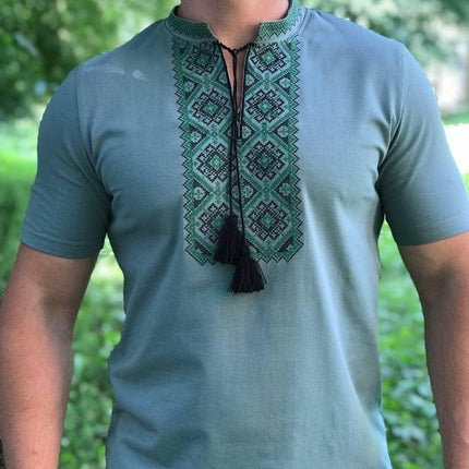 Mens t-shirt with Ukrainian embroidery ornament