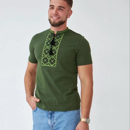 Mens t-shirt with Ukrainian embroidery ornament