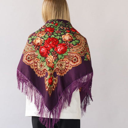 Scarf with a floral national ornament