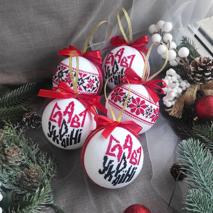 Set of Christmas ornaments in Ukrainian style. Handmade