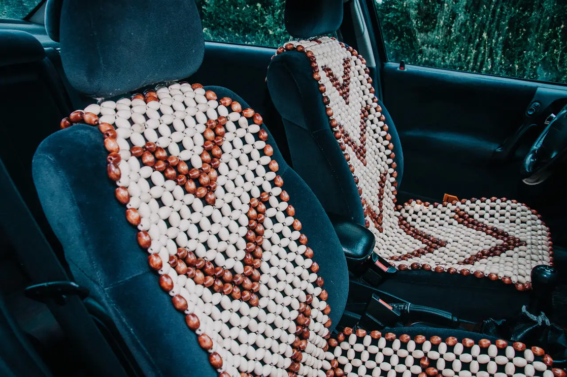 Set of two wooden massage seat covers for car seats