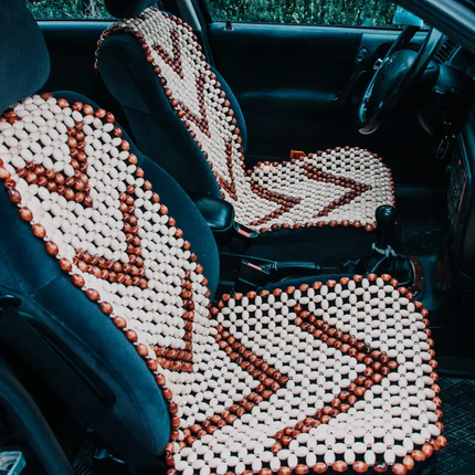 Set of two wooden massage seat covers for car seats