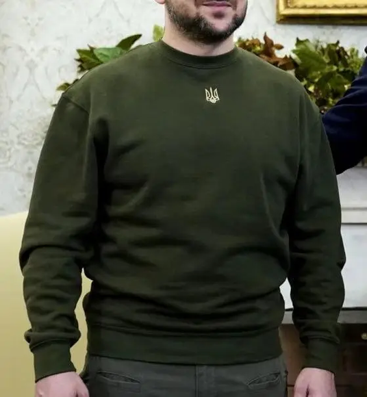 Sweatshirt with embroidered coat of arms of Ukraine like Zelensky’s