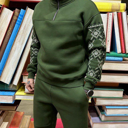 Fleece pullover with Ukrainian embroidery patterns