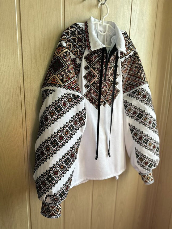Traditional Ukrainian vyshyvanka with rich geometric embroidery