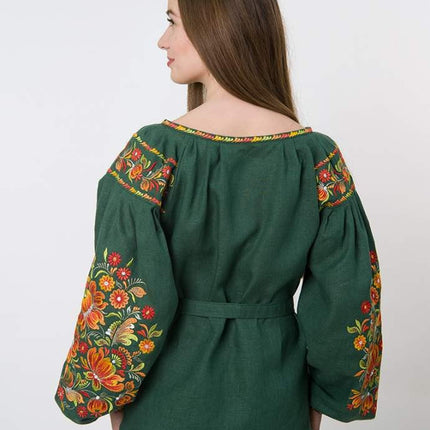 Traditional Ukrainian vyshyvanka with Petrykivka painted ornament