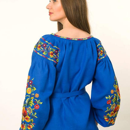 Traditional Ukrainian vyshyvanka with Petrykivka painted ornament