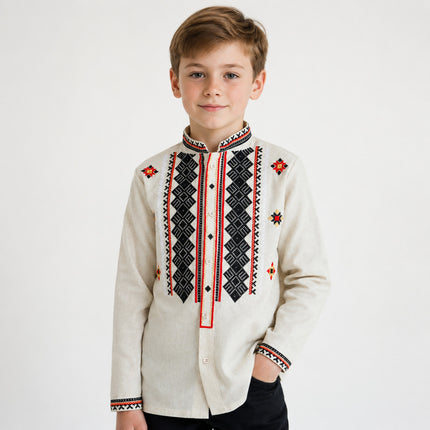 Ukrainian Boys Embroidered Linen Shirt Vyshyvanka