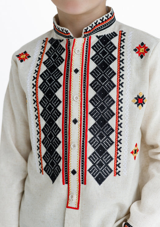 Ukrainian Boys Embroidered Linen Shirt Vyshyvanka