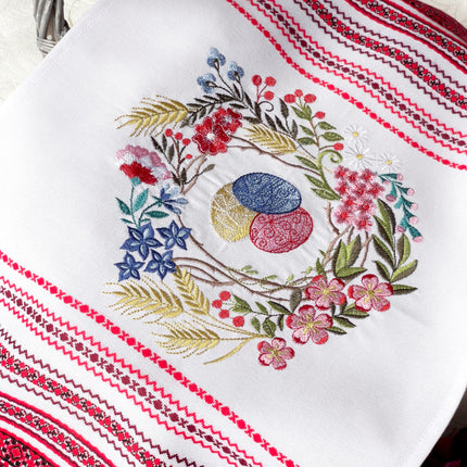 Ukrainian Easter Rushnyk – Traditional Embroidered Basket Towel