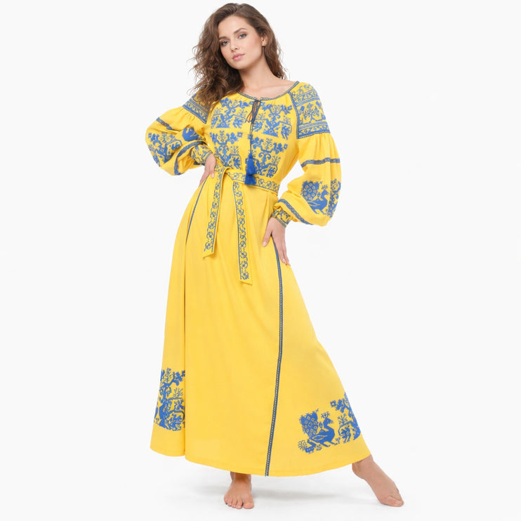 Ukrainian Embroidered Dress – Linen Vyshyvanka Dress