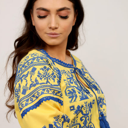 Ukrainian Embroidered Dress – Linen Vyshyvanka Dress