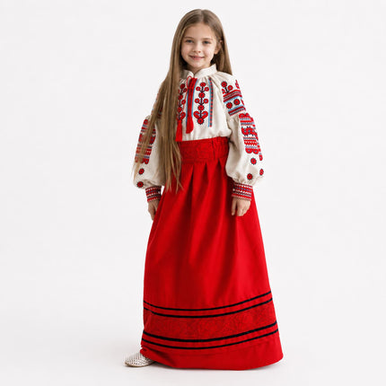 Ukrainian Embroidered Outfit for Girls – Red Traditional Vyshyvanka