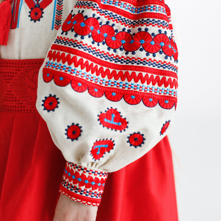 Ukrainian Embroidered Outfit for Girls – Red Traditional Vyshyvanka