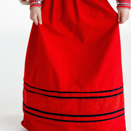 Ukrainian Embroidered Outfit for Girls – Red Traditional Vyshyvanka